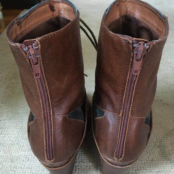 Jeffrey Campbell Steampunk Wedge Boots Brown/Gray -- size 7.5 - Picture 6 of 8